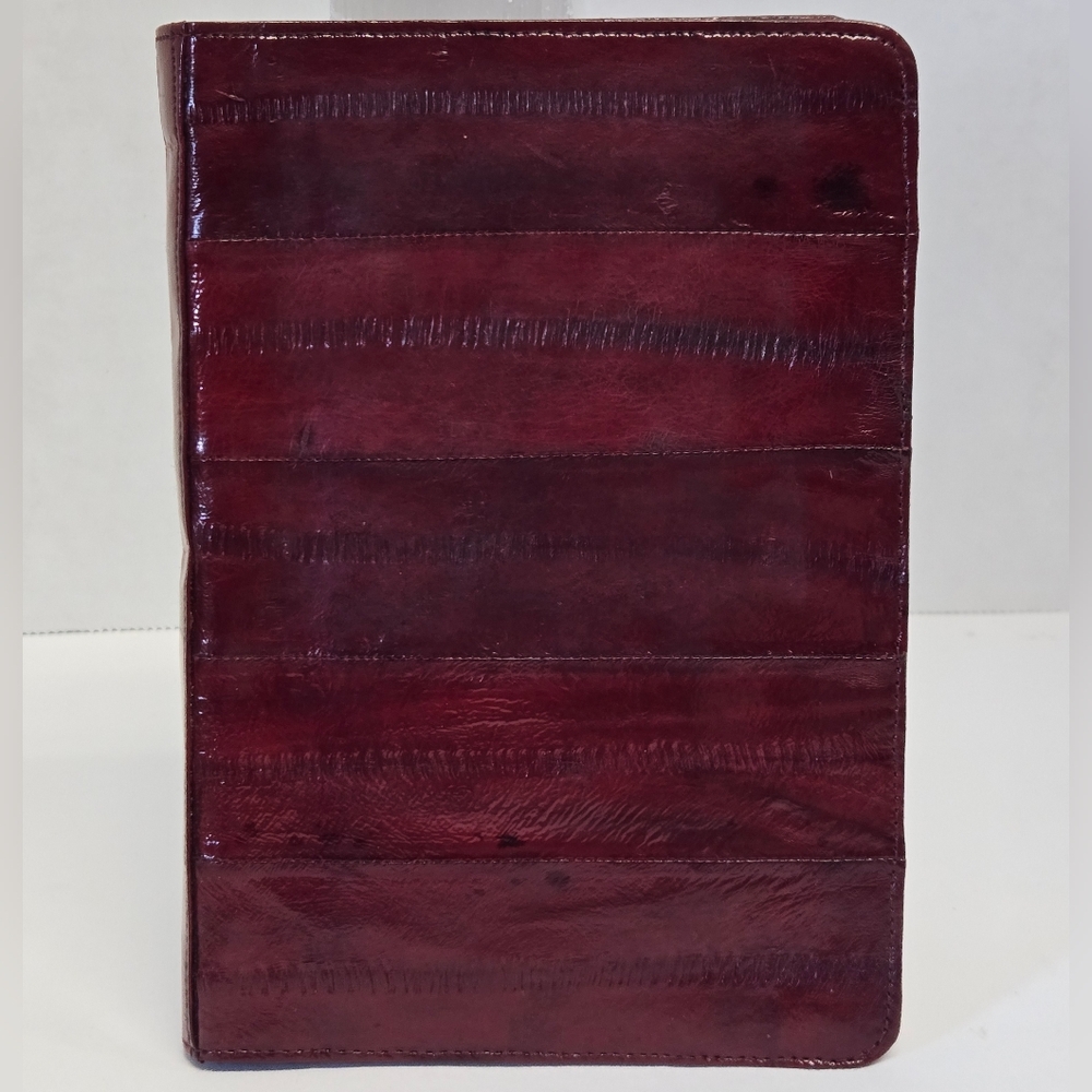 Genuine Eel Skin Passport Holder Burgundy 6 5/8"X4 5/8"X1/2"